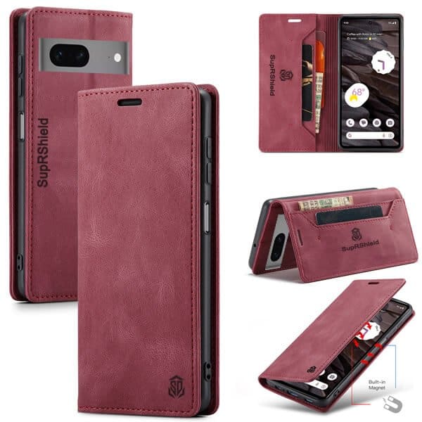 For Google Pixel 7 | 7A | 7 Pro Case RFID Blocking Retro Flip Premium Leather Card Holder Wallet Cover For Google Pixel 7 | 7A | 7 Pro Case RFID Blocking Retro Flip Premium Leather Card Holder Wallet Cover